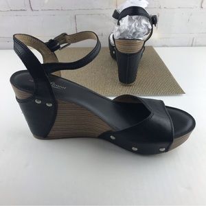 Womens: Lucky Brand-Black Leather Wedges-SZ 9.5